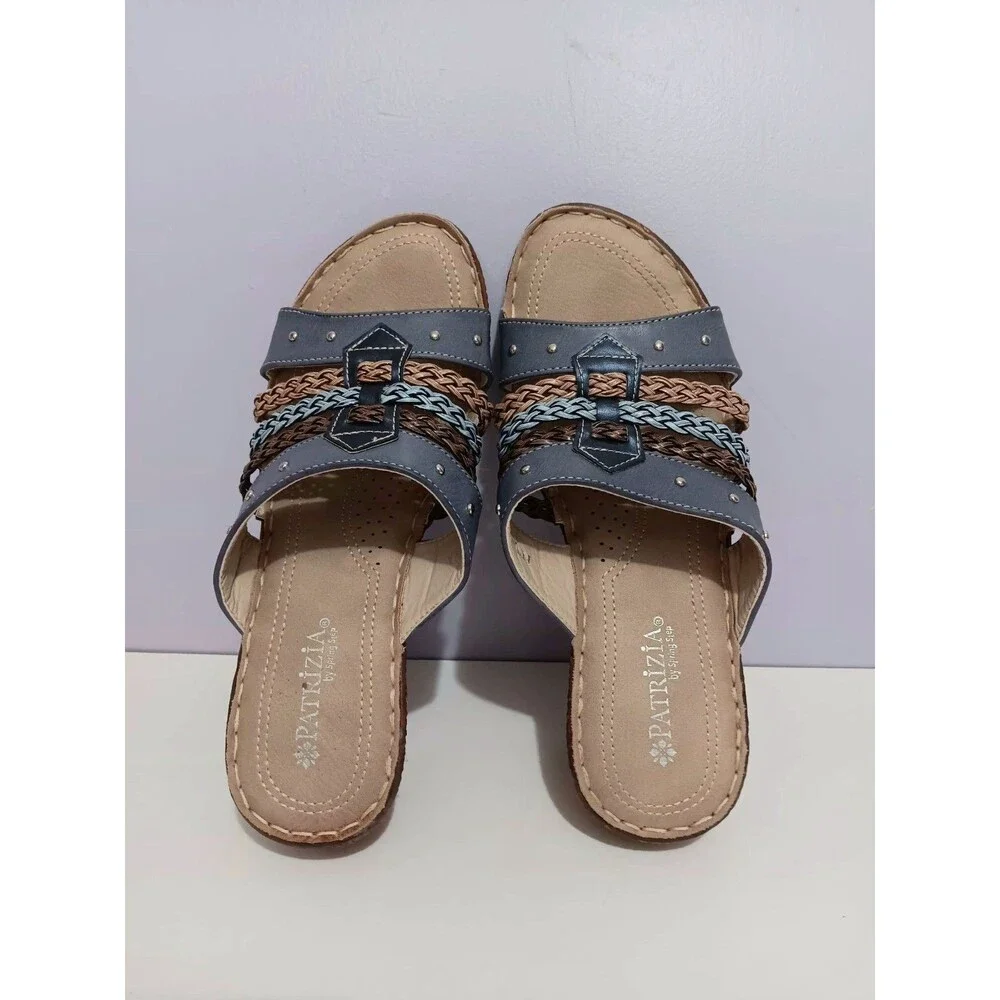 Patriza Pitaya Blue Braided Wedge Sandals Sz 6.5 (37)
